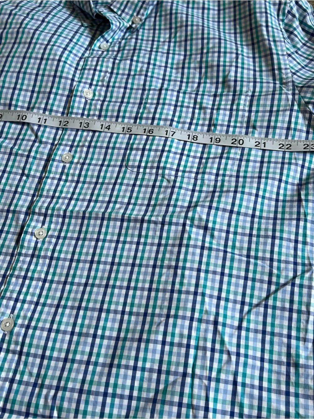 J. Crew Blue, Green and White Plaid Button-Down Shirt Size XL